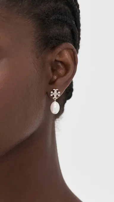 Tory Burch Moondance Pearl and Pavé Drop Earrings | Thumbnail 3