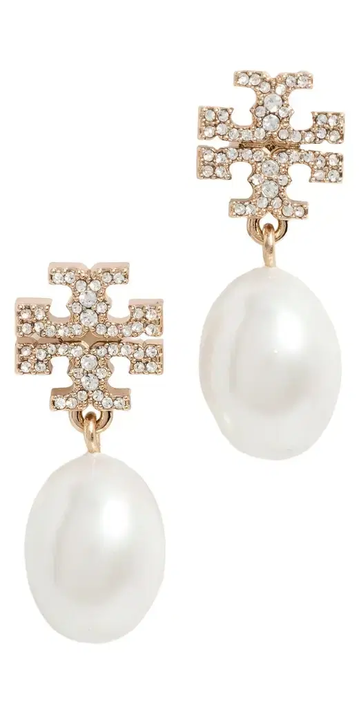 Tory Burch Moondance Pearl and Pavé Drop Earrings Tory Gold / Pearl One Size
