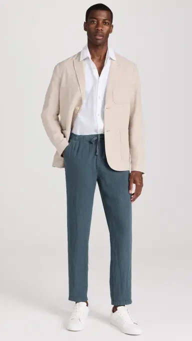 Faherty Linen Drawstring Pants ook Out Navy | Thumbnail 5