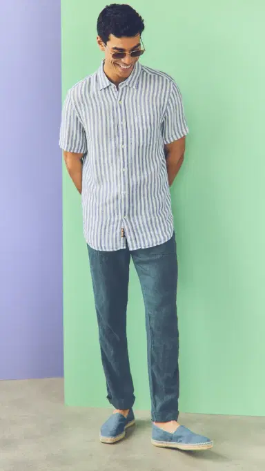 Faherty Linen Drawstring Pants ook Out Navy | Thumbnail 6