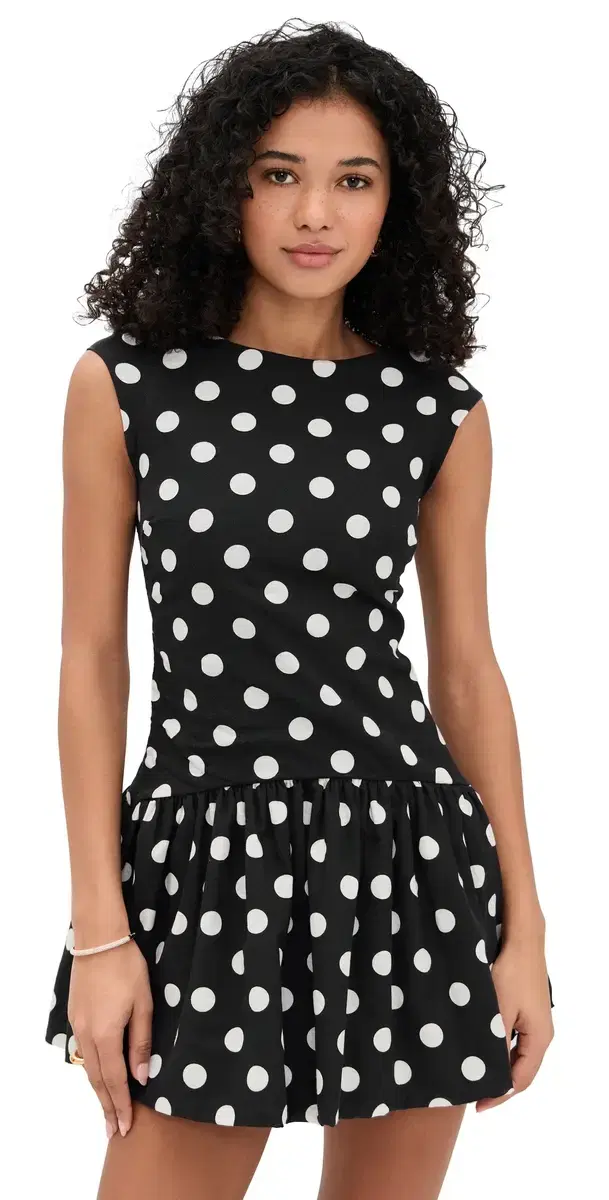 Sophia Mini Dress Black/White Polka Dots