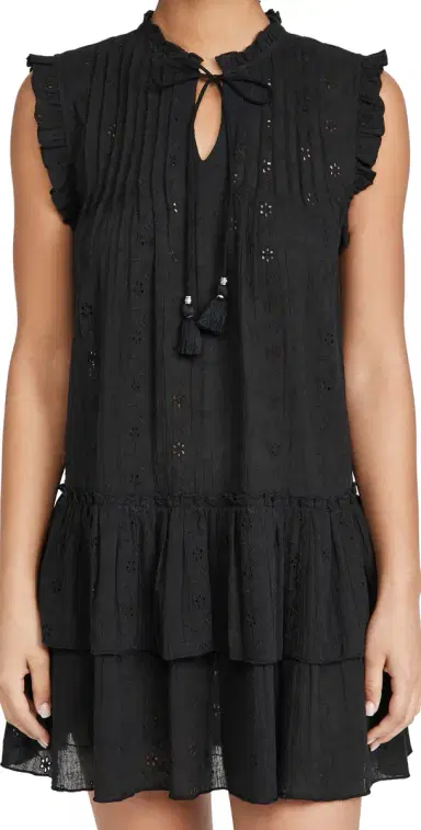 Playa Lucila Eyelet Coverup Dress Black S | Thumbnail 1