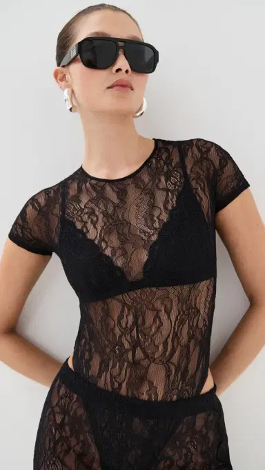 WARDROBE.NYC WARDROBE. NYC ace Cap Sleeve Thong Bodysuit Black | Thumbnail 2