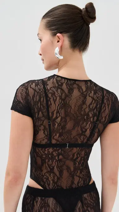 WARDROBE.NYC WARDROBE. NYC ace Cap Sleeve Thong Bodysuit Black | Thumbnail 3