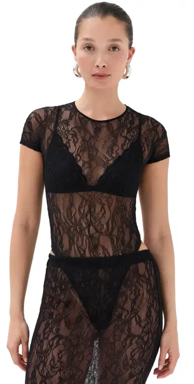 WARDROBE.NYC WARDROBE. NYC ace Cap Sleeve Thong Bodysuit Black | Thumbnail 1