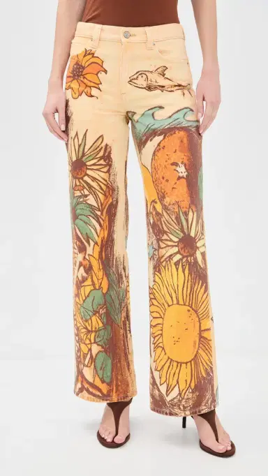 Free People Printed Straight Leg Jeans Beach Scene | Thumbnail 2 Free People Printed Straight Leg Jeans Beach Scene | Thumbnail 2