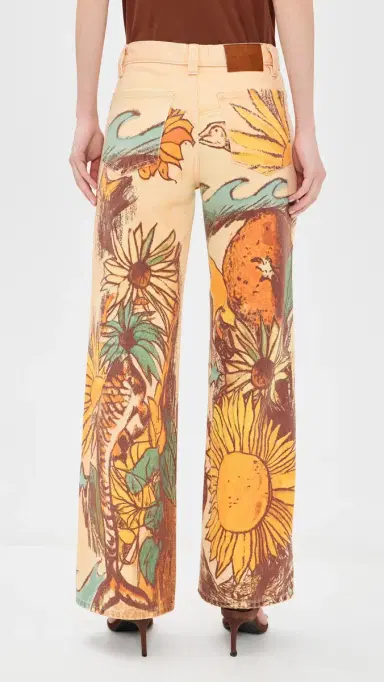 Free People Printed Straight Leg Jeans Beach Scene | Thumbnail 3 Free People Printed Straight Leg Jeans Beach Scene | Thumbnail 3