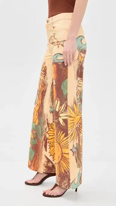 Free People Printed Straight Leg Jeans Beach Scene | Thumbnail 4 Free People Printed Straight Leg Jeans Beach Scene | Thumbnail 4