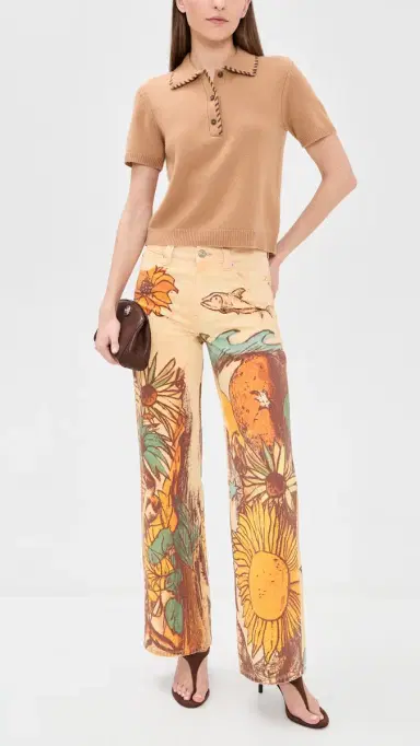 Free People Printed Straight Leg Jeans Beach Scene | Thumbnail 5 Free People Printed Straight Leg Jeans Beach Scene | Thumbnail 5
