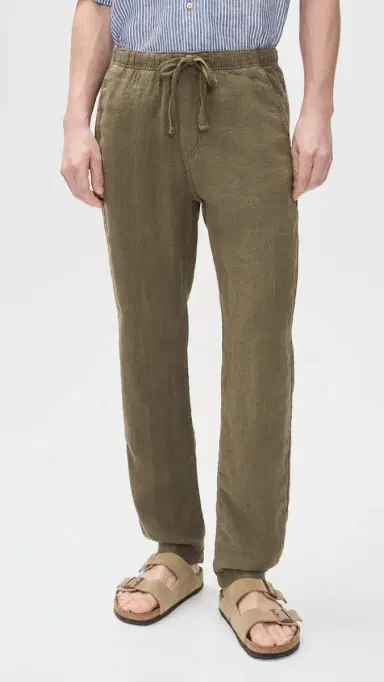 Faherty Linen Drawstring Pants Dark Palm | Thumbnail 2 Faherty Linen Drawstring Pants Dark Palm | Thumbnail 2