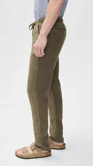 Faherty Linen Drawstring Pants Dark Palm | Thumbnail 4 Faherty Linen Drawstring Pants Dark Palm | Thumbnail 4