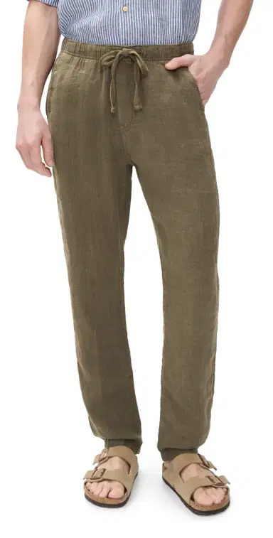 Faherty Linen Drawstring Pants Dark Palm | Thumbnail 1 Faherty Linen Drawstring Pants Dark Palm | Thumbnail 1