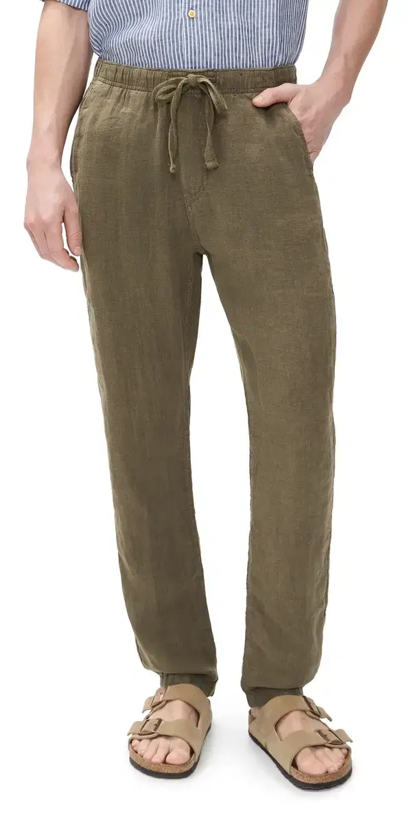 Faherty inen Drawstring Pants Dark Palm