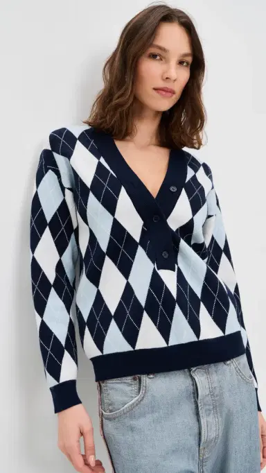 LIONESS Prado Knit Sweater Blue Argyle S | Thumbnail 2 LIONESS Prado Knit Sweater Blue Argyle S | Thumbnail 2