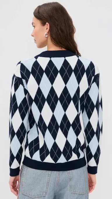 LIONESS Prado Knit Sweater Blue Argyle S | Thumbnail 3 LIONESS Prado Knit Sweater Blue Argyle S | Thumbnail 3