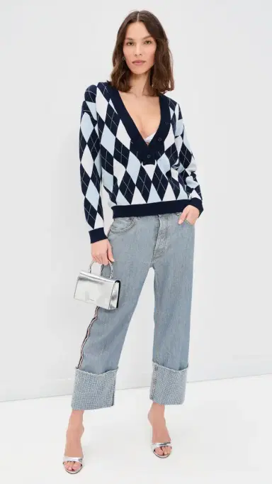 LIONESS Prado Knit Sweater Blue Argyle S | Thumbnail 5 LIONESS Prado Knit Sweater Blue Argyle S | Thumbnail 5