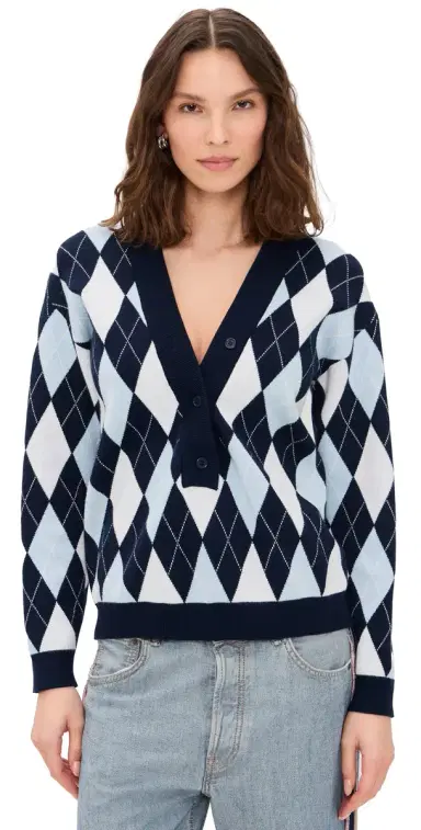 LIONESS Prado Knit Sweater Blue Argyle S | Thumbnail 1 LIONESS Prado Knit Sweater Blue Argyle S | Thumbnail 1