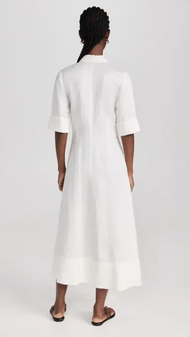 SIMKHAI Claudine hort leeve hirt Midi Dress White | Thumbnail 3
