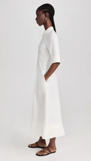 SIMKHAI Claudine hort leeve hirt Midi Dress White | Thumbnail 4