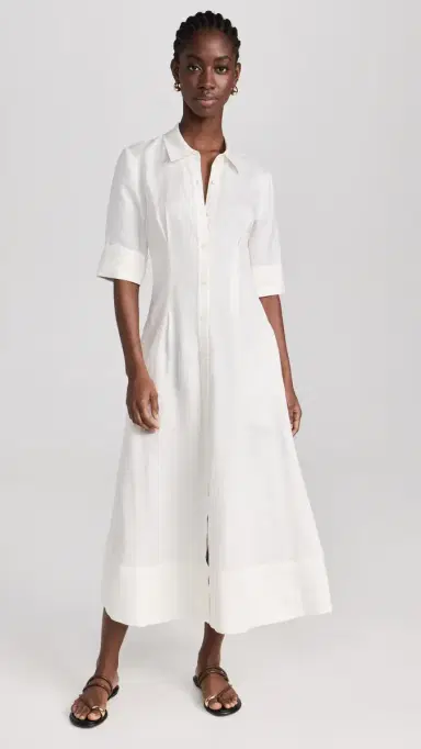 SIMKHAI Claudine hort leeve hirt Midi Dress White | Thumbnail 5