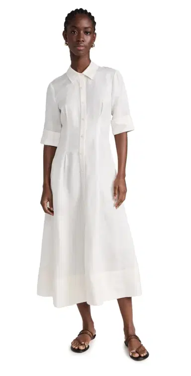 SIMKHAI Claudine hort leeve hirt Midi Dress White | Thumbnail 1