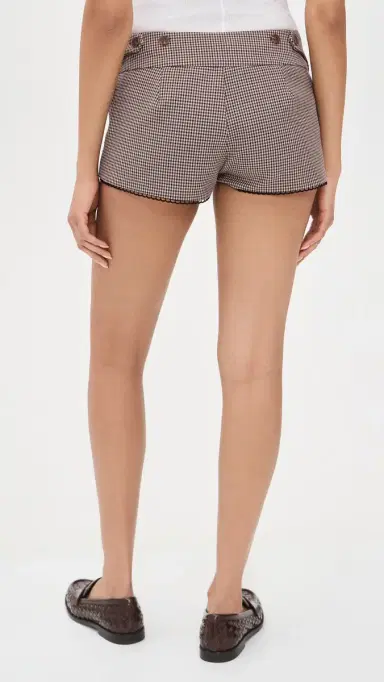 Yellow The Label Houndstooth Mini Shorts Brown L | Thumbnail 3 Yellow The Label Houndstooth Mini Shorts Brown L | Thumbnail 3