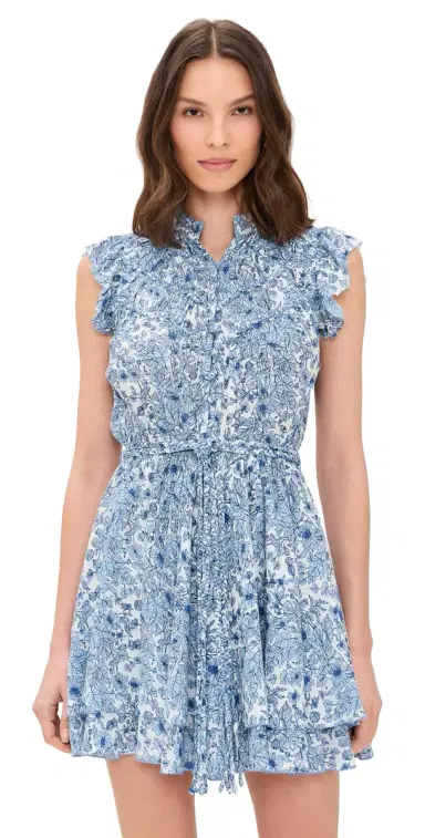 Poupette St Barth Callie Mini Dress Blue Aquaflora | Thumbnail 1 Poupette St Barth Callie Mini Dress Blue Aquaflora | Thumbnail 1