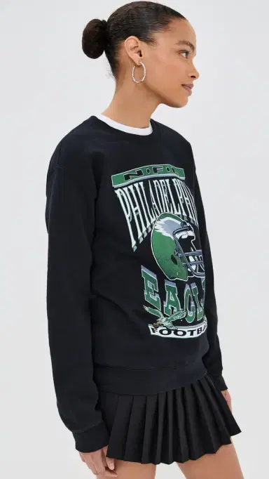 Junk Food Eagles Helmut Crew Sweatshirt Black | Thumbnail 4