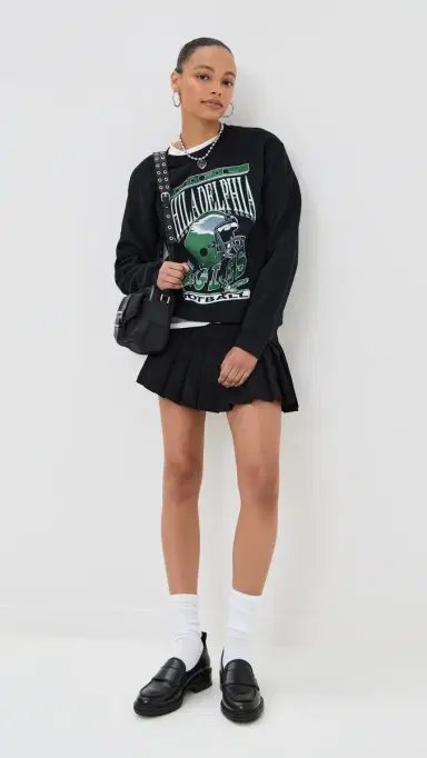 Junk Food Eagles Helmut Crew Sweatshirt Black | Thumbnail 5