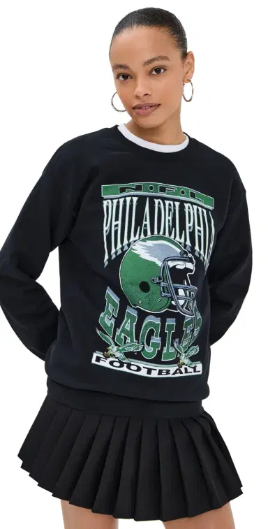 Junk Food Eagles Helmut Crew Sweatshirt Black | Thumbnail 1