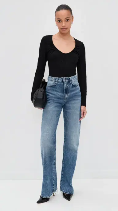 L'Agence Cassandra Long Sleeve Ruched Bodysuit Black | Thumbnail 5 L'Agence Cassandra Long Sleeve Ruched Bodysuit Black | Thumbnail 5