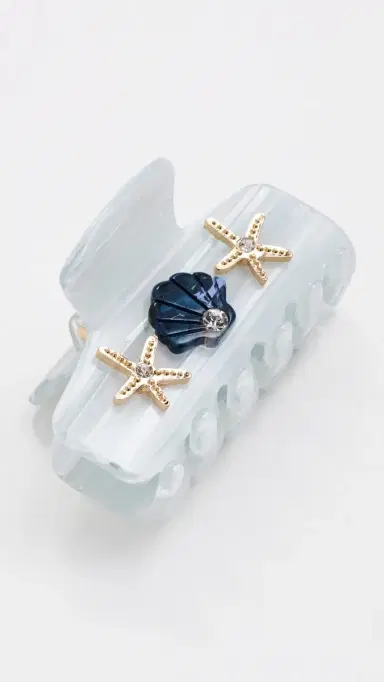 Lele Sadoughi Mini Sea Shell Claw Clip Marble One Size | Thumbnail 2