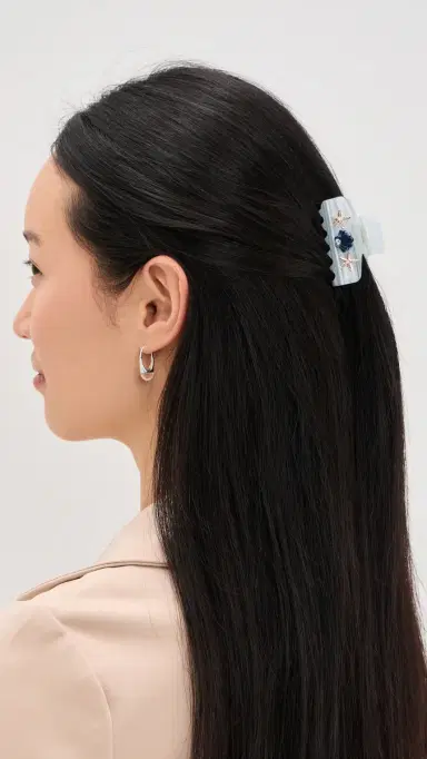 Lele Sadoughi Mini Sea Shell Claw Clip Marble One Size | Thumbnail 3
