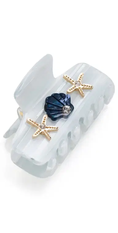 Lele Sadoughi Mini Sea Shell Claw Clip Marble One Size | Thumbnail 1