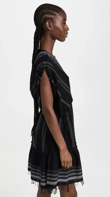 Lemlem Leliti Short Plunge Neck Dress Black | Thumbnail 4