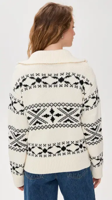 English Factory Motif Zip Up Sweater Ivory/Black S | Thumbnail 3 English Factory Motif Zip Up Sweater Ivory/Black S | Thumbnail 3
