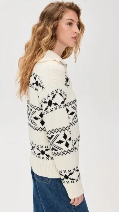 English Factory Motif Zip Up Sweater Ivory/Black S | Thumbnail 4 English Factory Motif Zip Up Sweater Ivory/Black S | Thumbnail 4