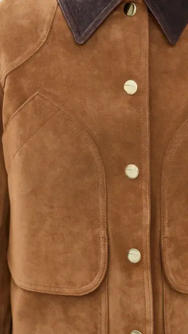 Veronica Beard Walters eather Cropped Barn Jacket Whisky | Thumbnail 6