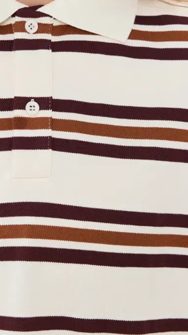 LIONESS Leisure Long Sleeve Polo Coffee Stripe | Thumbnail 6 LIONESS Leisure Long Sleeve Polo Coffee Stripe | Thumbnail 6