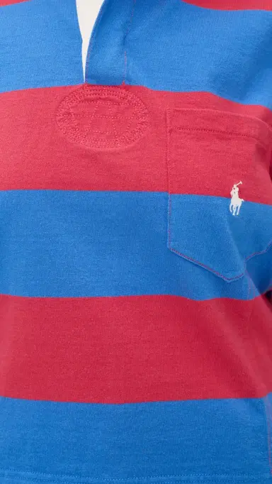 Polo Ralph Lauren Jersey Long Sleeve Polo Sunset Red/Greenwich Blue | Thumbnail 6