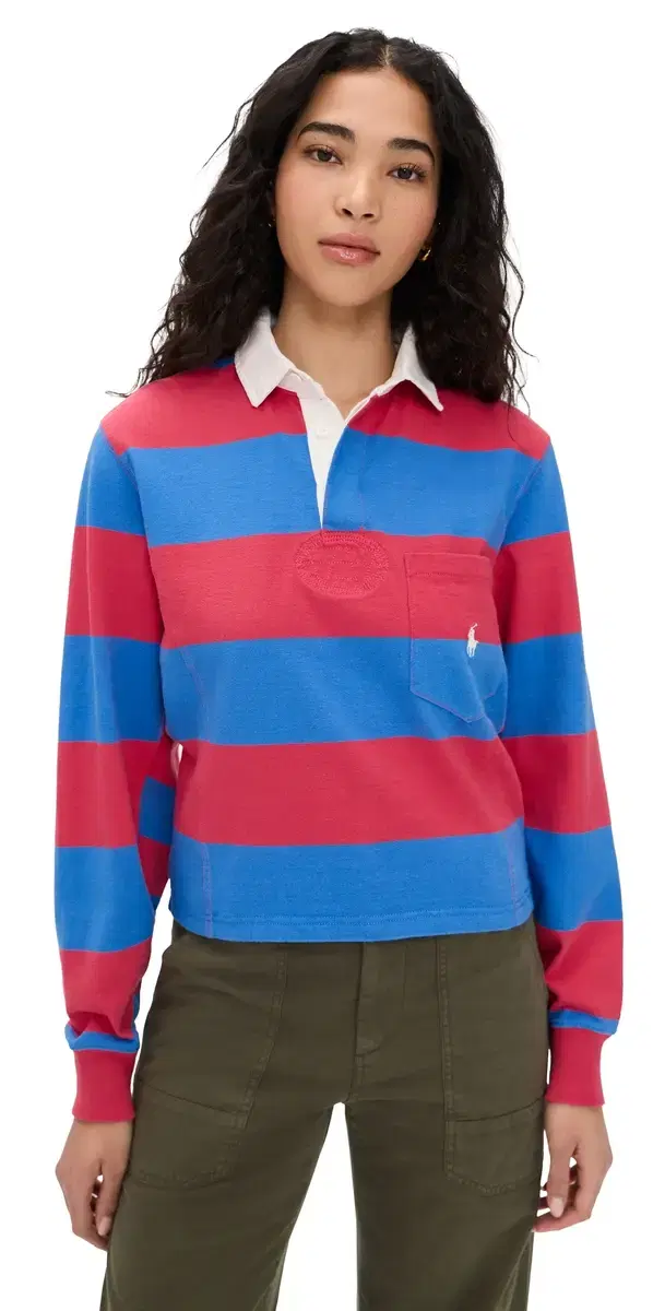 Jersey Long Sleeve Polo Sunset Red/Greenwich Blue