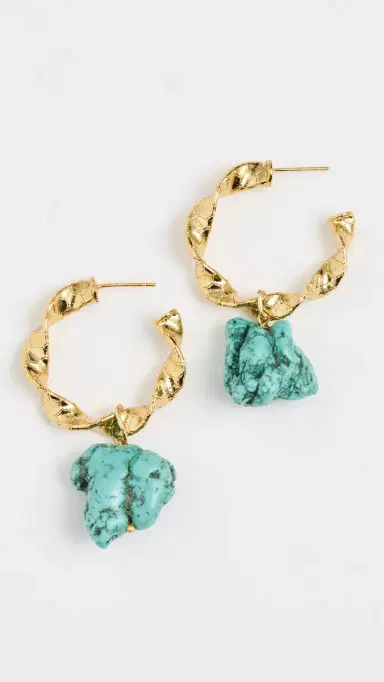 Maison Irem Rocky Hoop Earrings Gold One Size | Thumbnail 2