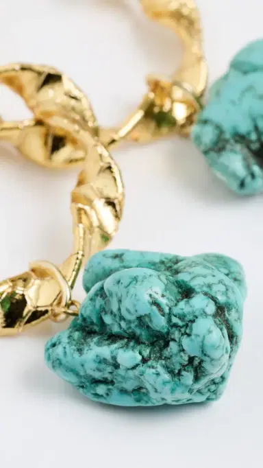Maison Irem Rocky Hoop Earrings Gold One Size | Thumbnail 4