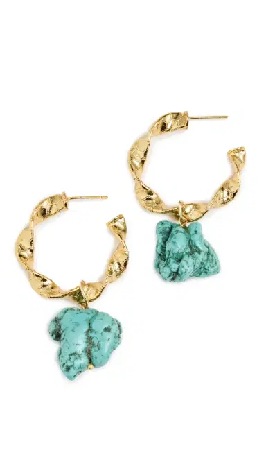 Maison Irem Rocky Hoop Earrings Gold One Size | Thumbnail 5