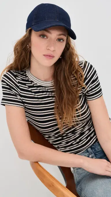 rag & bone Harlow Baseball Cap Midnight Wash Denim One Size | Thumbnail 3