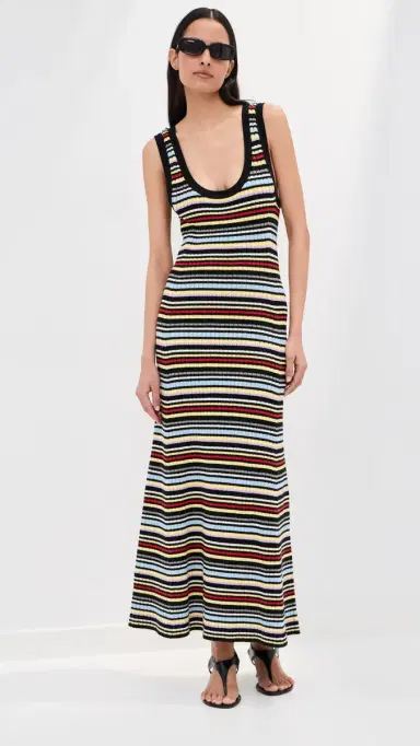 LE BOP Teller Dress Black Multi Stripe M | Thumbnail 3