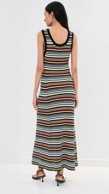 LE BOP Teller Dress Black Multi Stripe M | Thumbnail 4