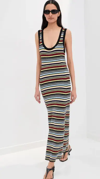 LE BOP Teller Dress Black Multi Stripe M | Thumbnail 5