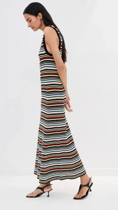 LE BOP Teller Dress Black Multi Stripe M | Thumbnail 6