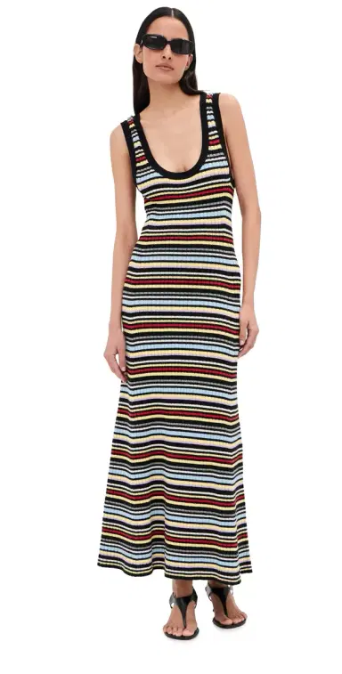 LE BOP Teller Dress Black Multi Stripe M | Thumbnail 1